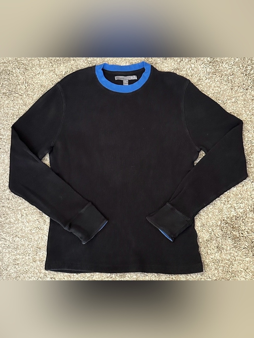 Old Navy Men’s Size M Black Crew Neck Cozy Long Sleeve Knit Shirt Vietnam